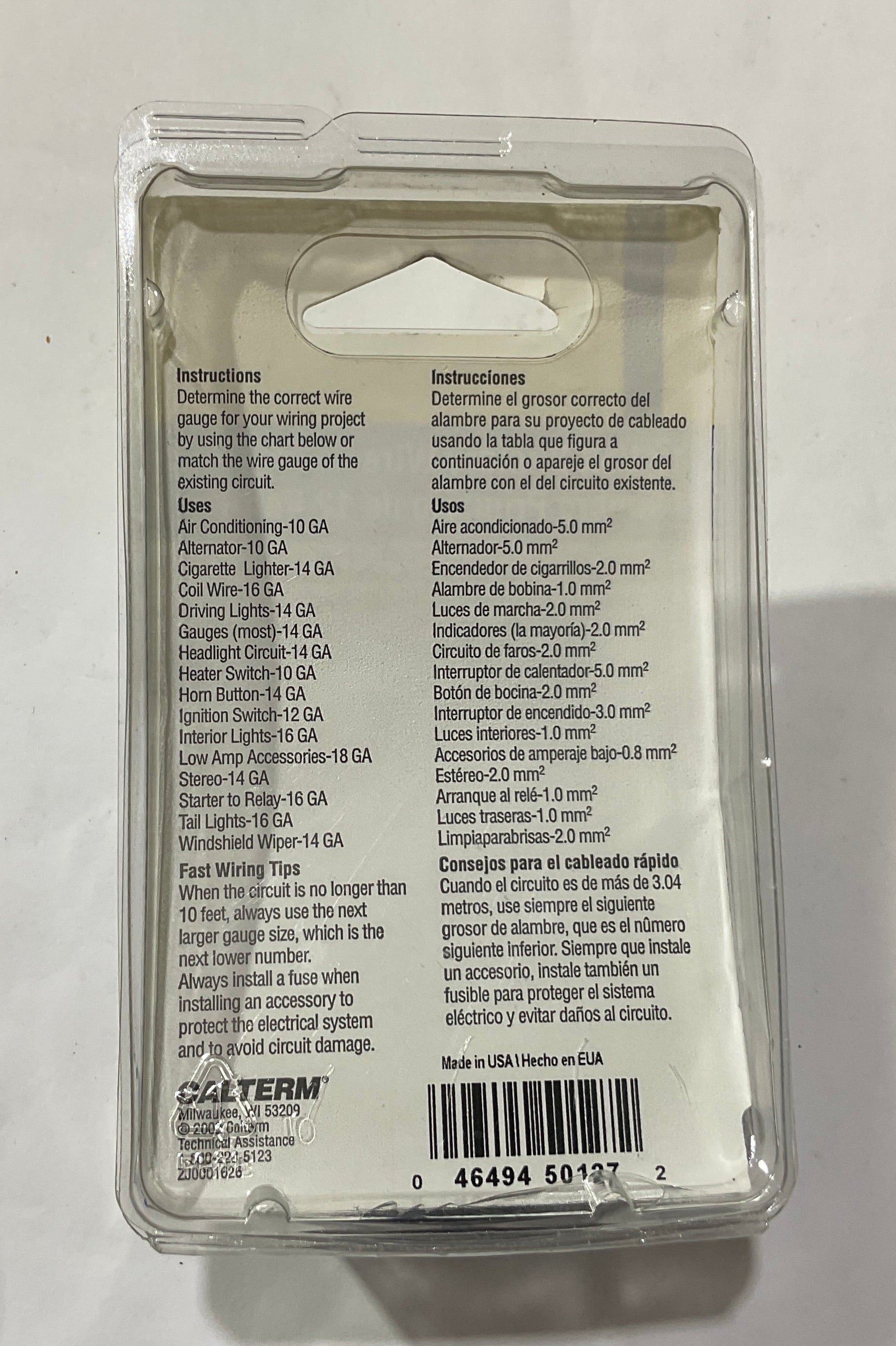 Calterm 12V, 12 AWG 12' Black Primary Wire 50127 USA