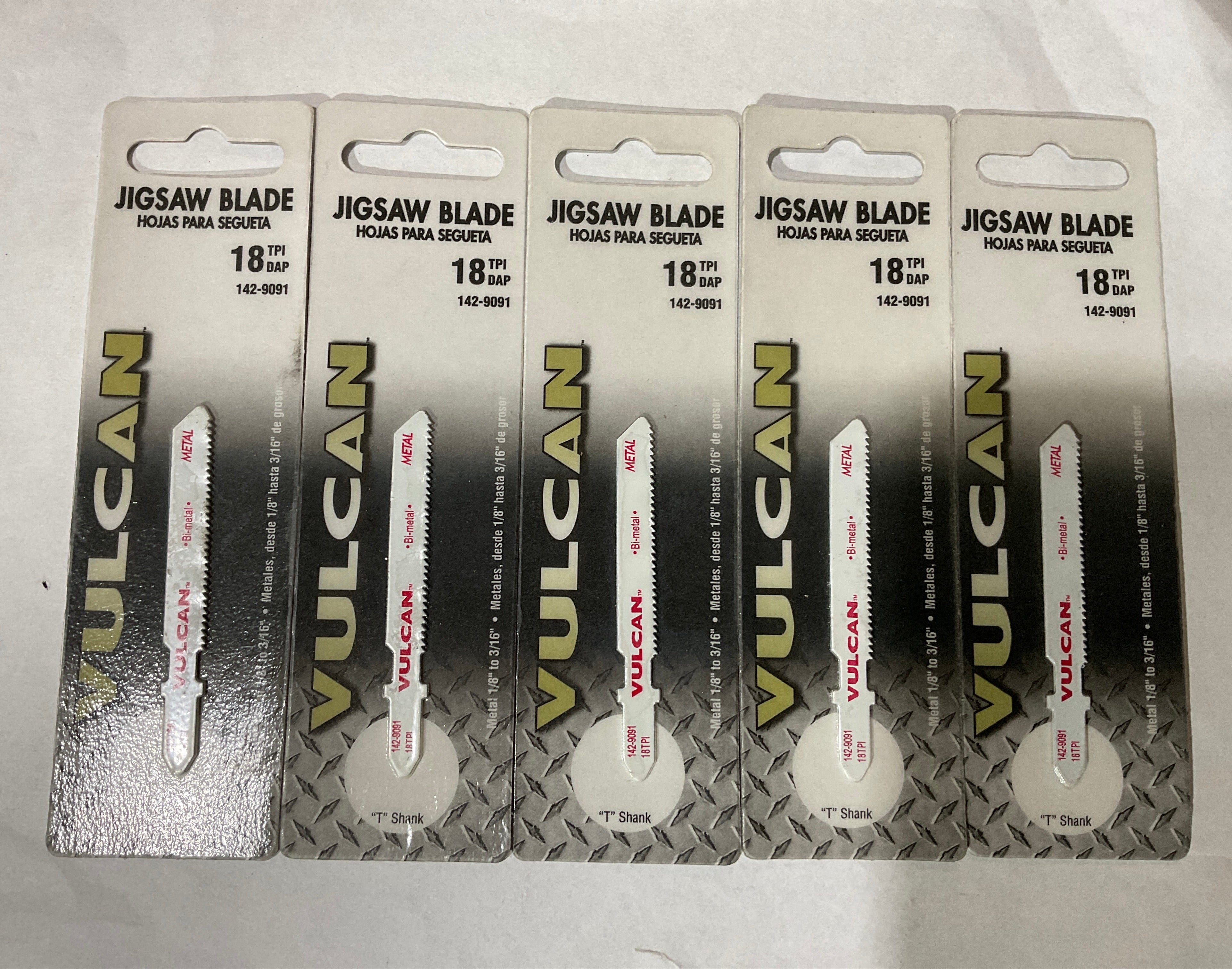 Vulcan 142-9091 2-3/4" T-shank Bi-metal 18 TPI jigsaw blades 5pcs