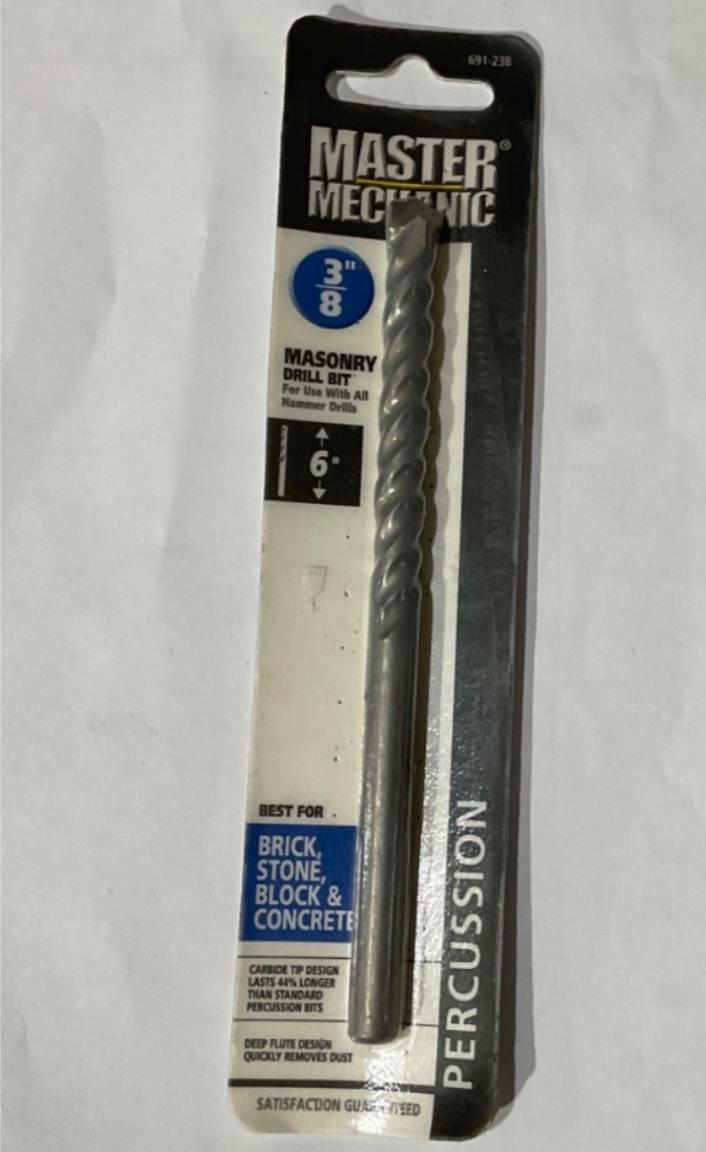 Master Mechanic 691 238 3/8" Masonry 6" Carbide Tip Percussion Drill Bit