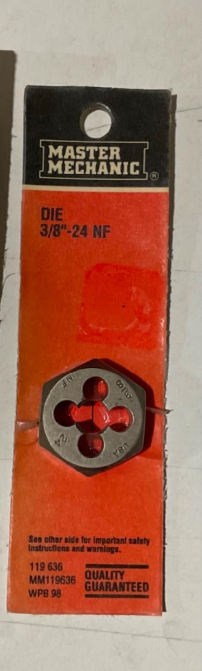 Master Mechanic 119 636 3/8"-24 NF Die USA