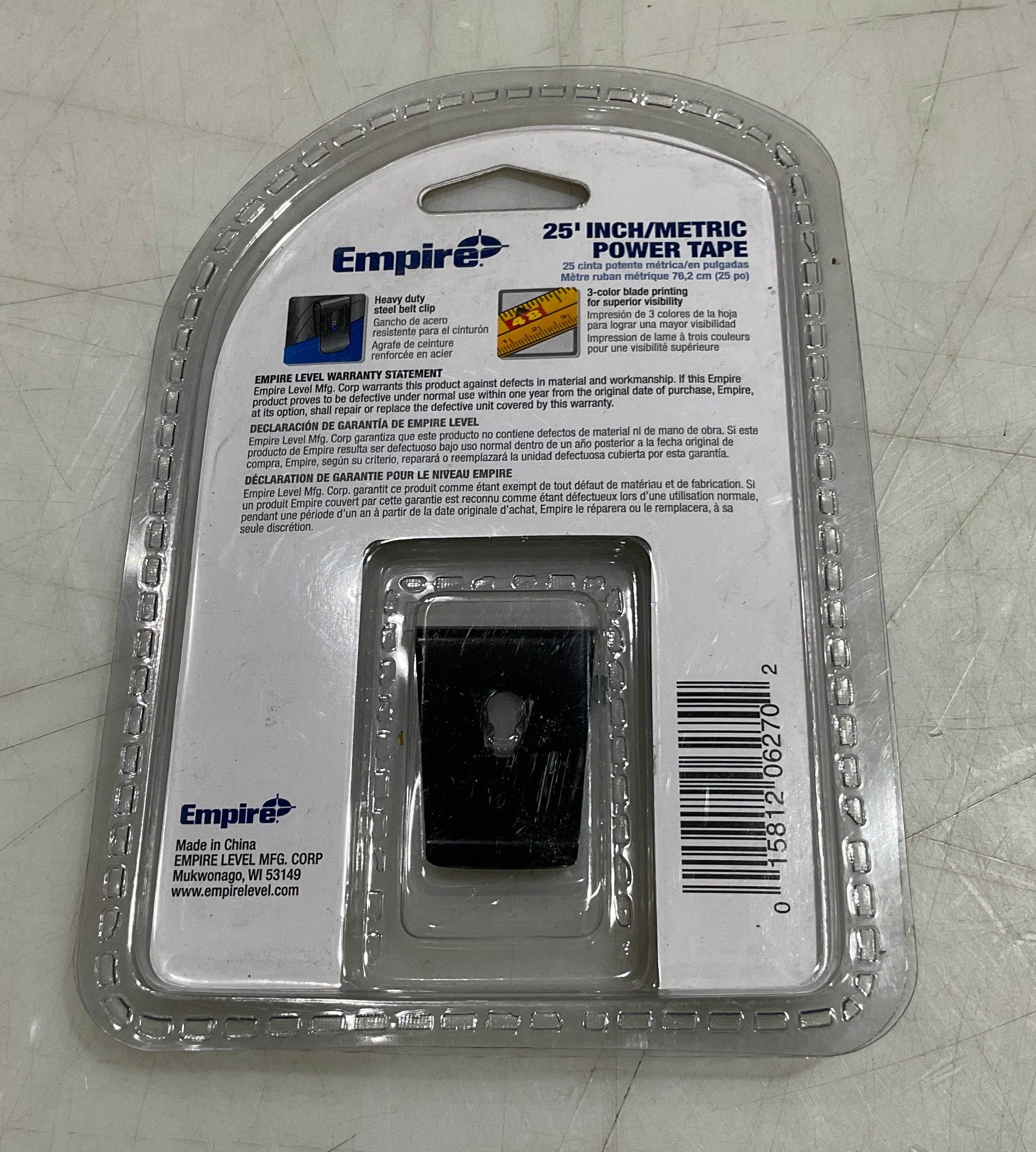 Empire 627IM 25' Inch/Metric Power Tape Clip #88