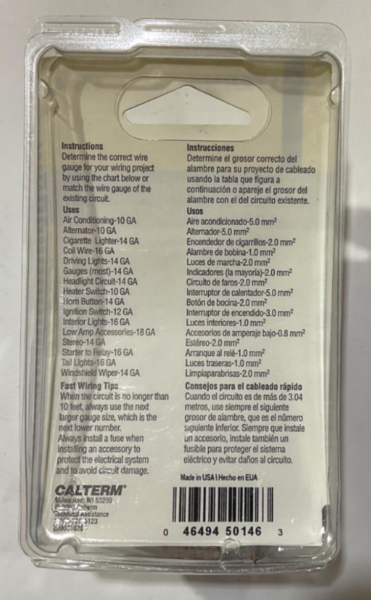 Calterm 12V, 14 AWG 20' Brown Primary Wire 50146 USA