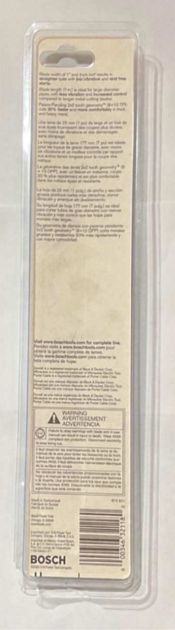 Bosch 7" Heavy Metal reciprocating saw blades 5pcs SMHS7 Swiss