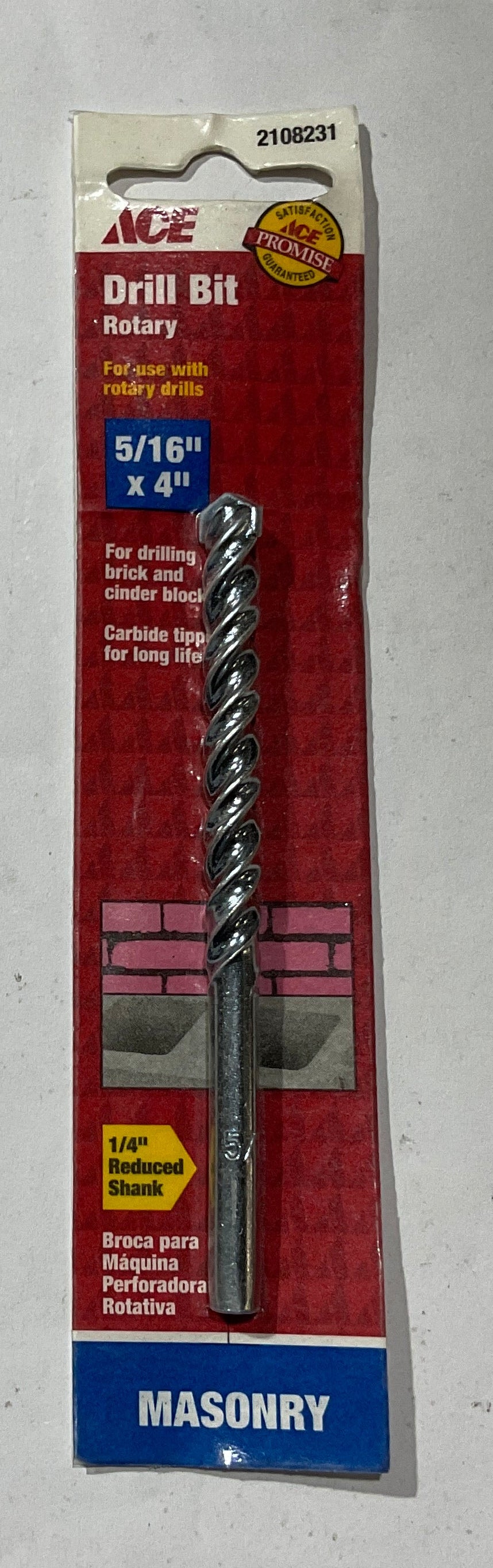 Ace 2108231 5/16" x 4" Carbide tipped Masonry drill bit #75