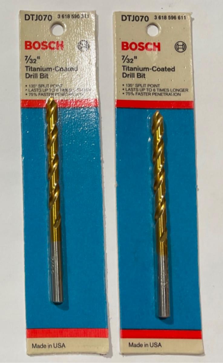 Bosch 7/32" x 3-7/8" Titanium-coated drill bit 2pks DTJ070 USA
