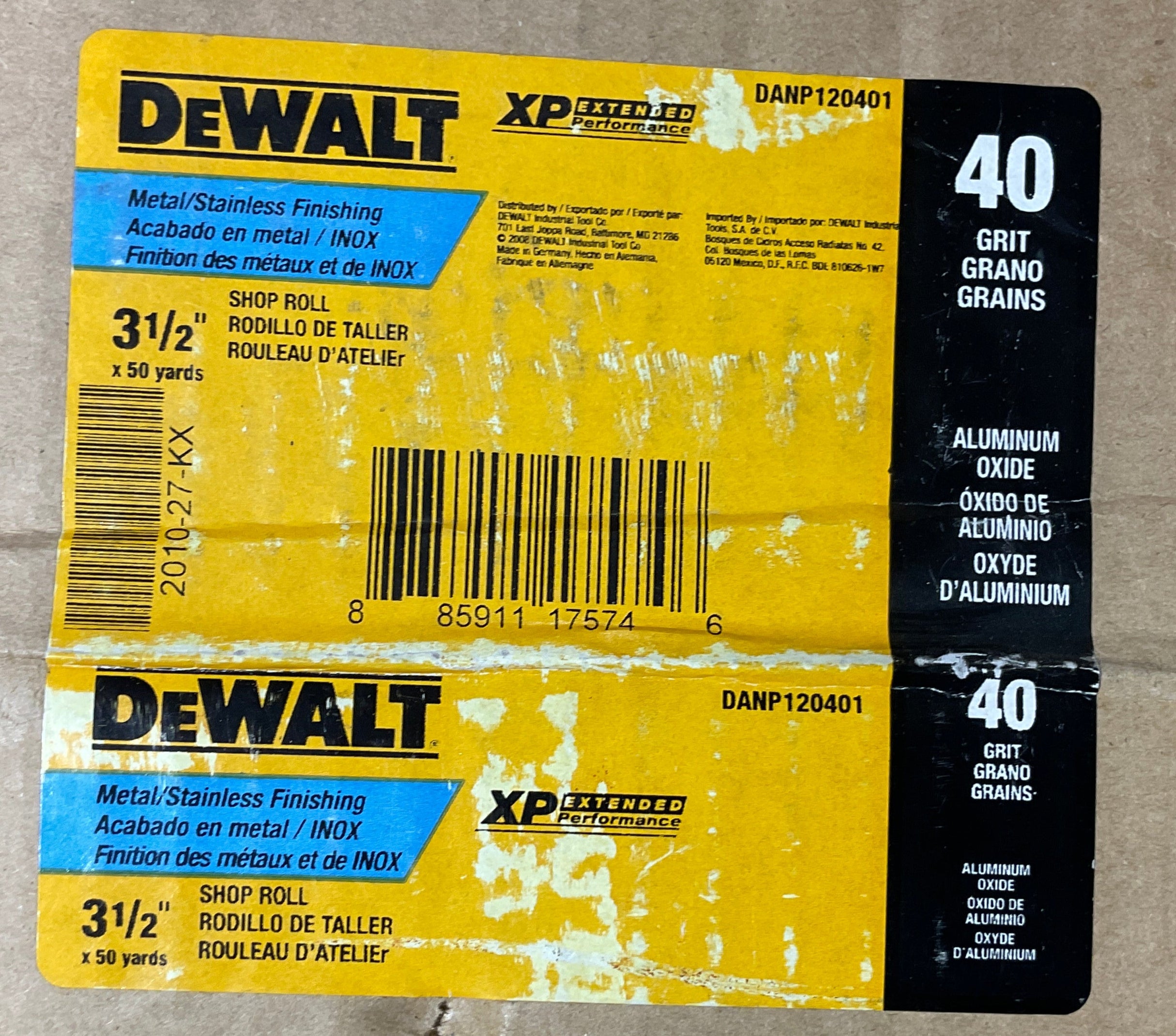 DeWalt 3-1/2" x 50 yds XP Sand Paper Shop Rolls 40 Grit DANP120401