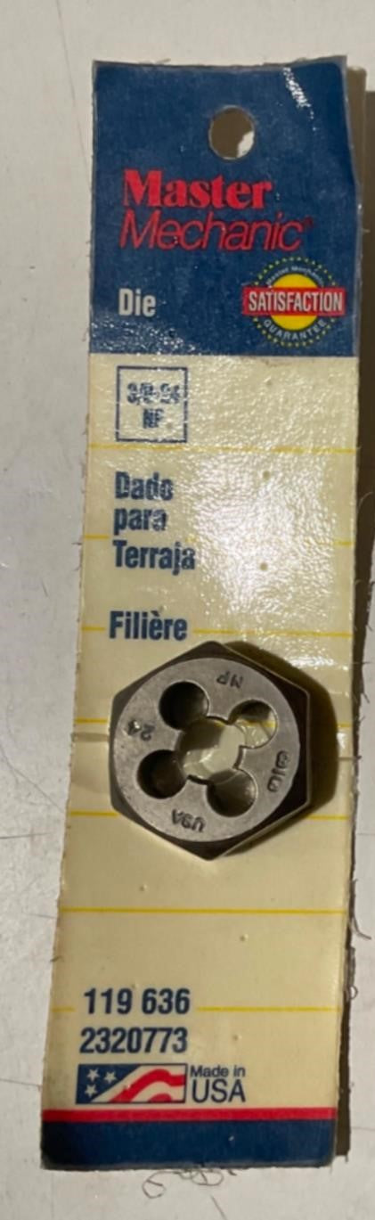 Master Mechanic 119 636 3/8"-24 NF Die USA