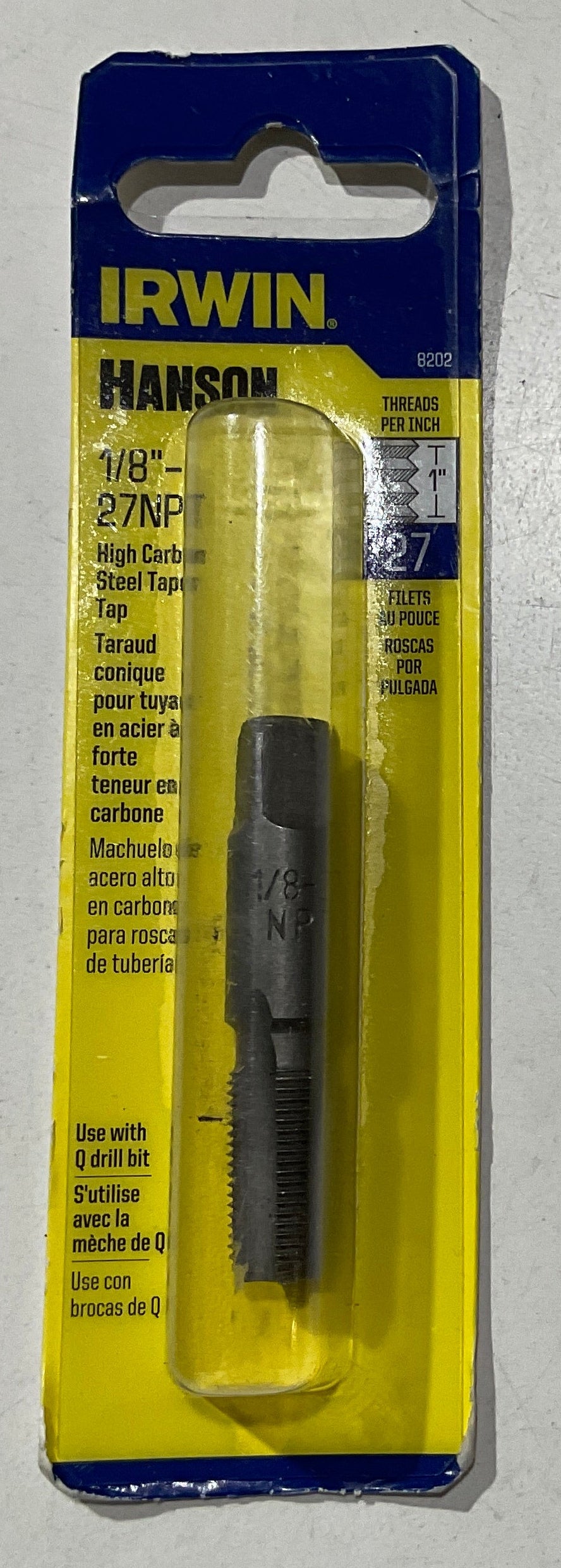 Irwin 1/8" - 27NPT High Carbon Steel Taper Tap 8202 #I-92