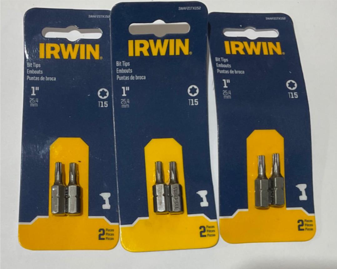 Irwin IWAF21TX152 T15 1" Torx bit tips 3-2pks #IR-7