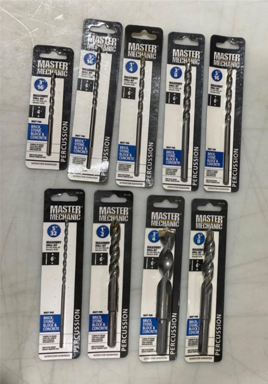 Master Mechanic 691 188-261 3/16" - 3/4" Masonry Drill Bit 9pc