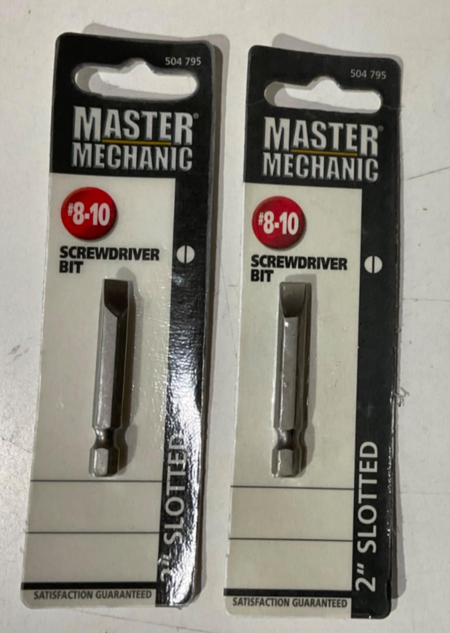 Master Mechanic 504 795 #8-10 2" Slotted Screwdriver Bit 2pks