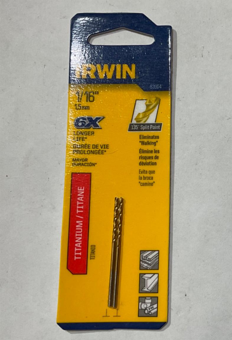 Irwin 63904 1/16" Titanium drill bit #I-61