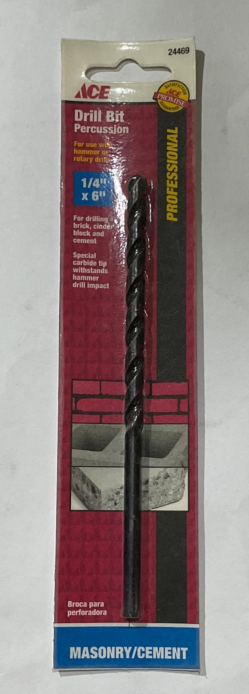 Ace 24469 1/4" x 6" Masonry Carbide tip drill bit percussion