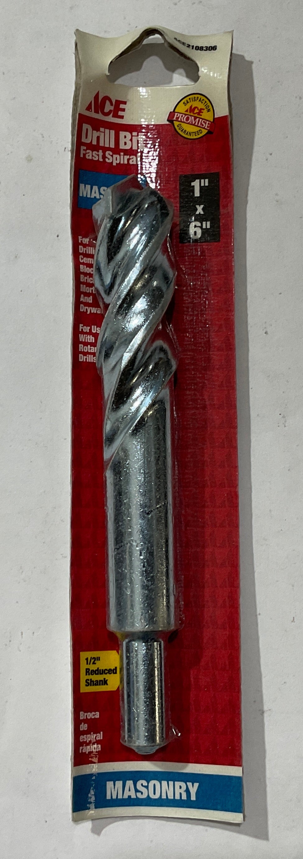 Ace 2108306 1" x 6" 1/2" reduced shank Masonry drill bit
