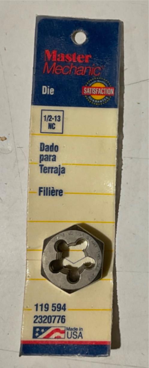 Master Mechanic 119 594 1/2"-13 NC Die USA