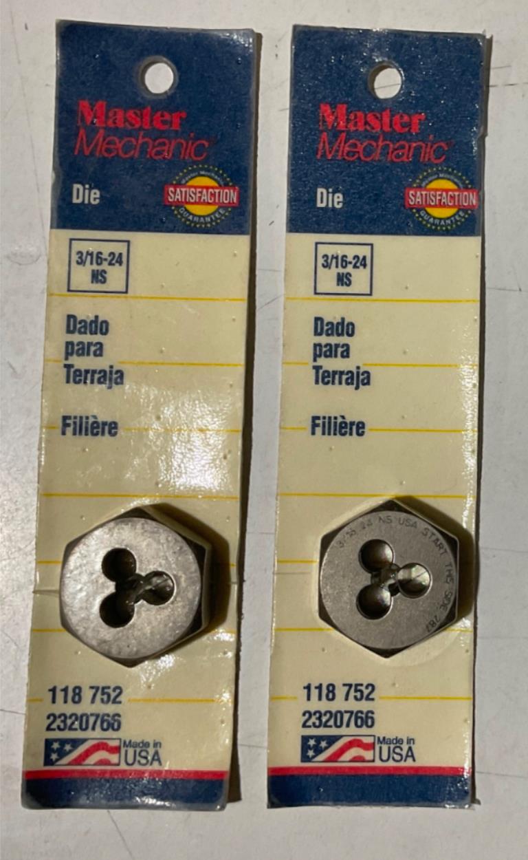 Master Mechanic 118 752 3/16"-24 NS Die USA 2pks