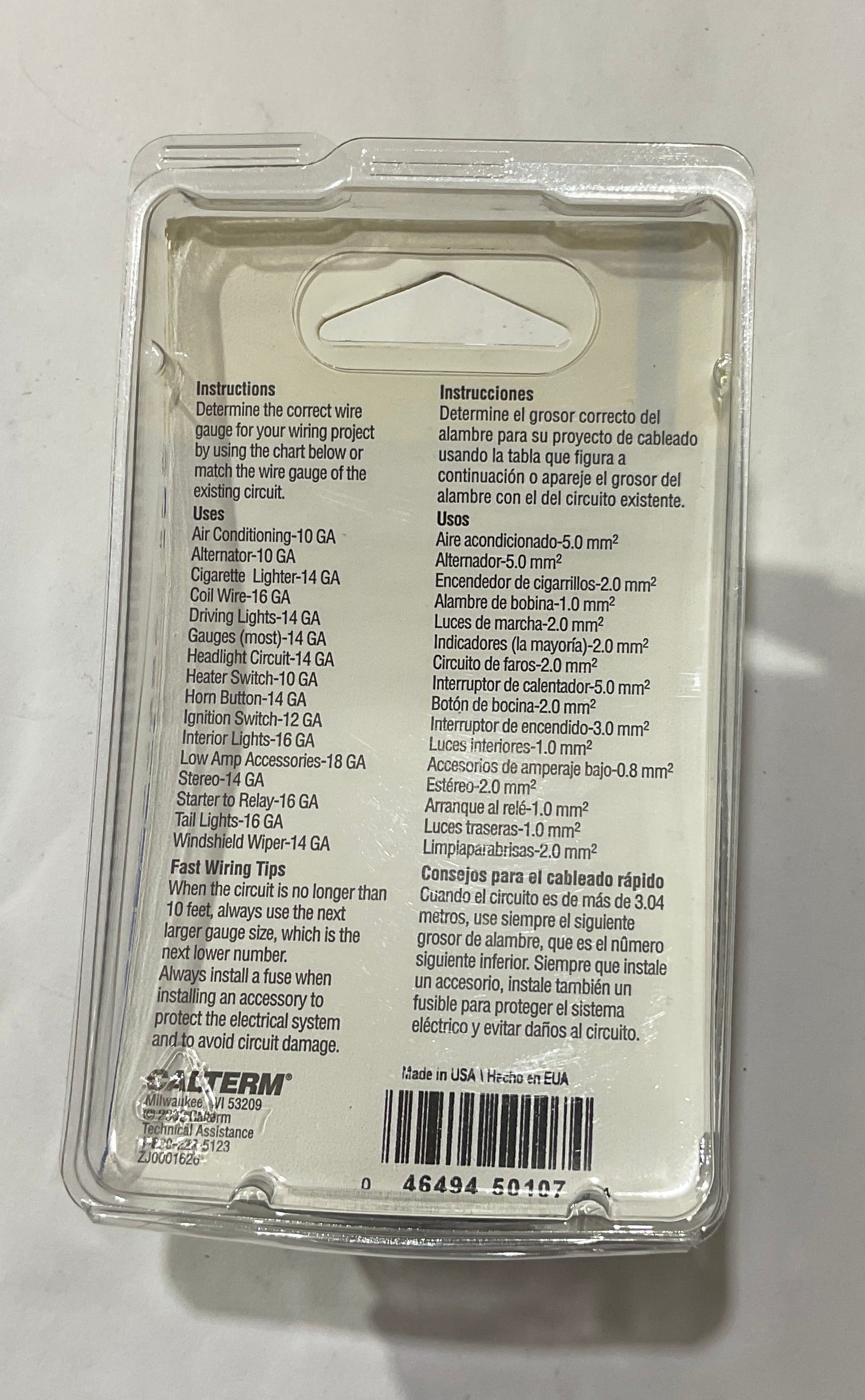 Calterm 12V, 10 AWG 8' Black Primary Wire 50107 USA