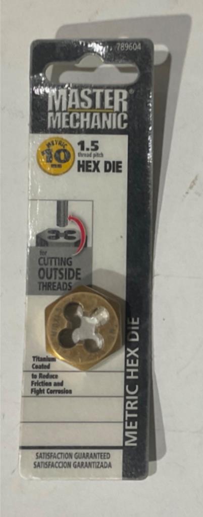 Master Mechanic 789604 10mm -1.5 Titanium coated Metric Hex Die