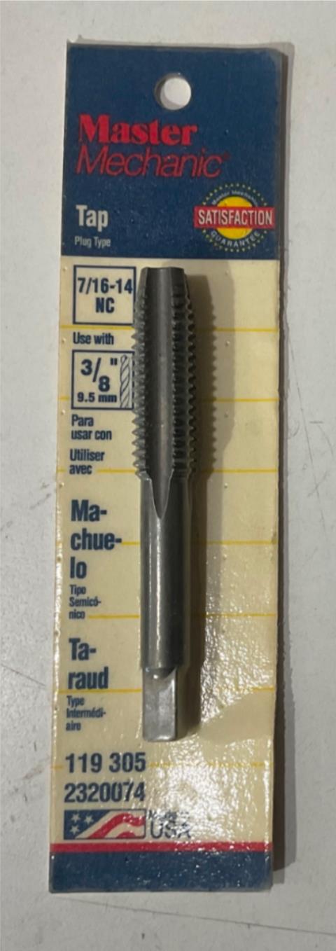 Master Mechanic 119 305 7/16"-14 NC Plug Type Tap USA