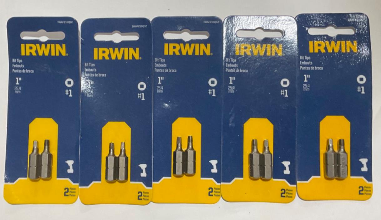 Irwin IWAF21SQ12 #1 Square Bit Tips 5-2pks #84