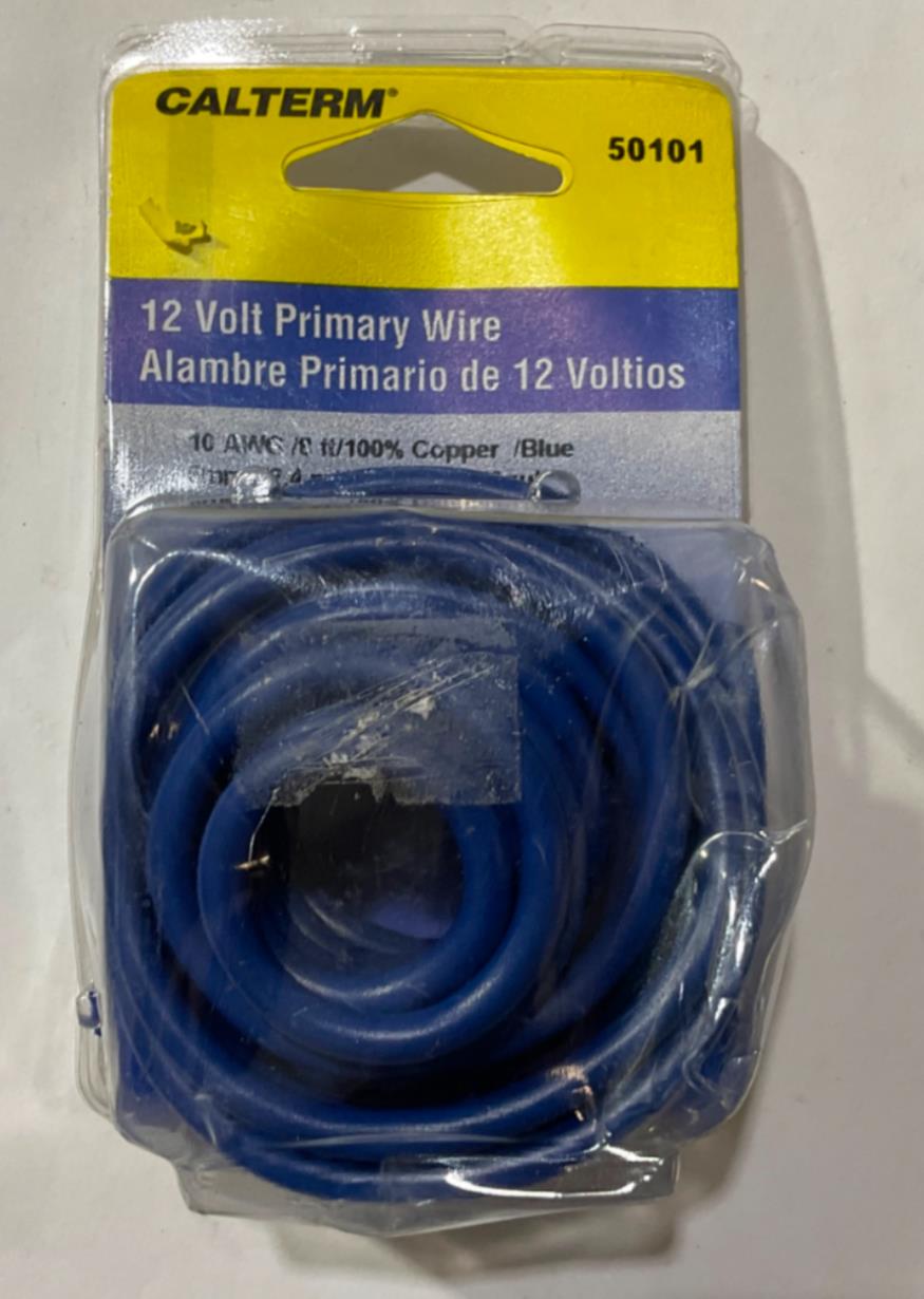 Calterm 12V, 10 AWG 8' Blue Primary Wire 50101 USA