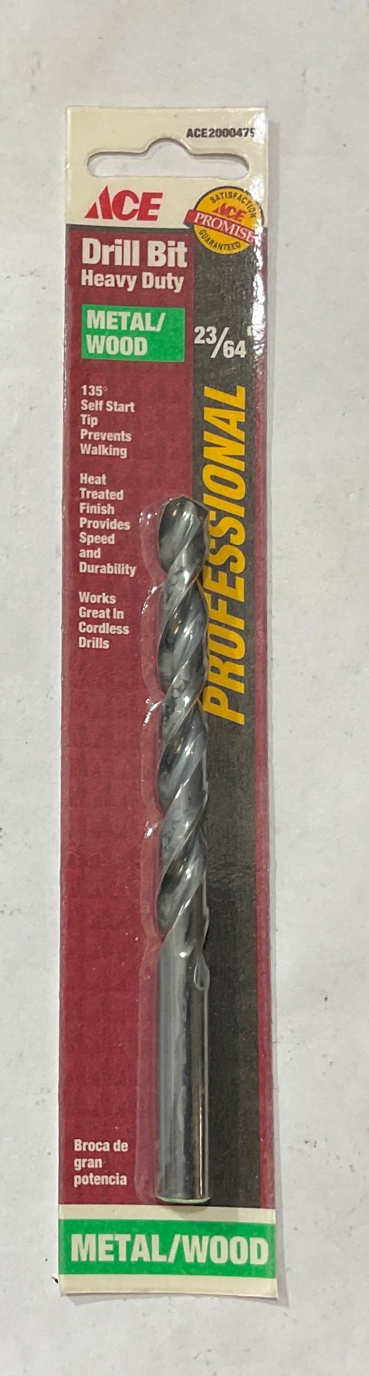 Ace 23/64" x 5" HD Metal/Wood drill bit 2000479 USA