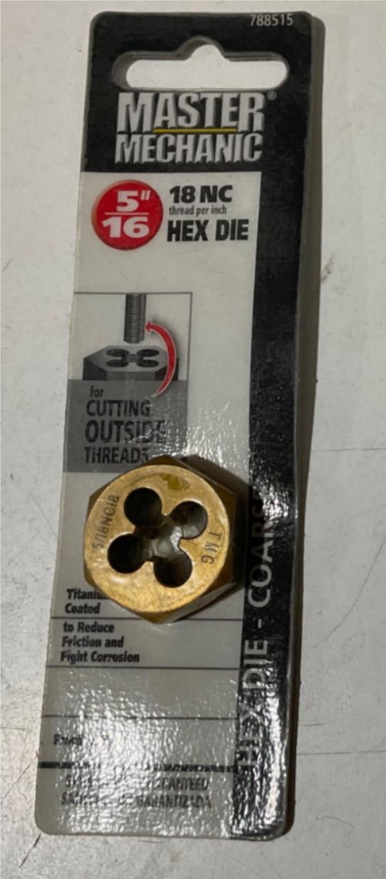 Master Mechanic 788515 5/16" 18 NC Titanium Coated Hex Die-Coarse