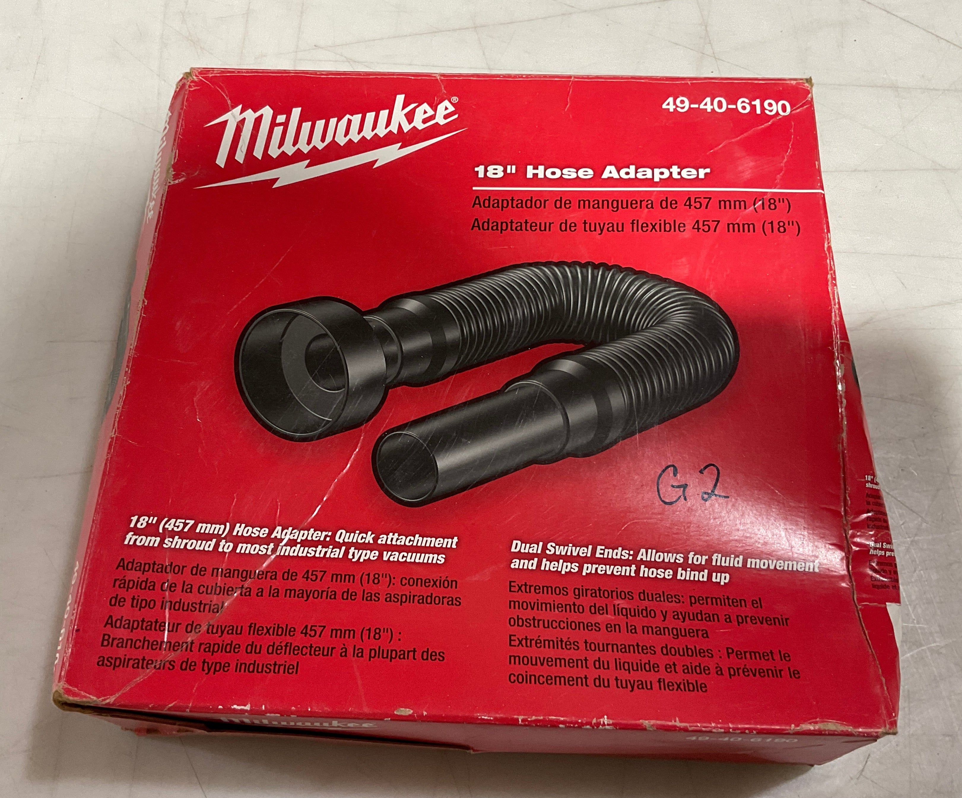 Milwaukee 49-40-6190 18" Hose Adapter for Grinder Dust Shroud #B17