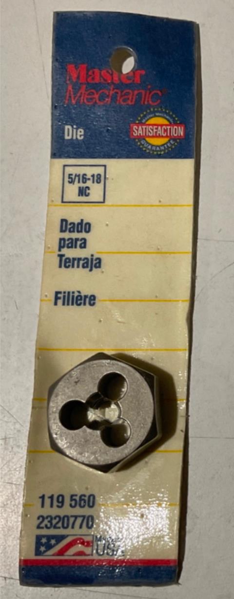 Master Mechanic 119 560 5/16"-18 NC Die USA