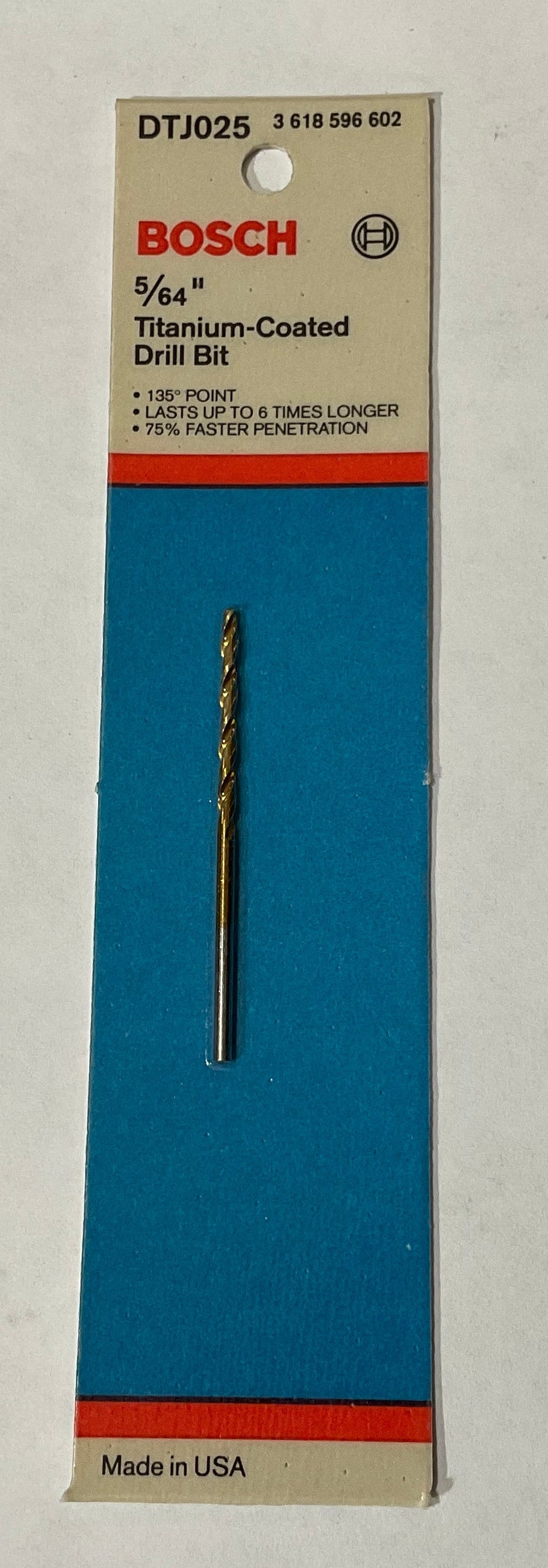 Bosch 5/64" x 2" Titanium-coated drill bit DTJ025 USA