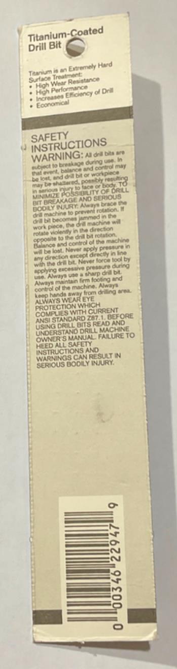 Bosch 3/8" x 5" Titanium-coated drill bit DTJ120 USA