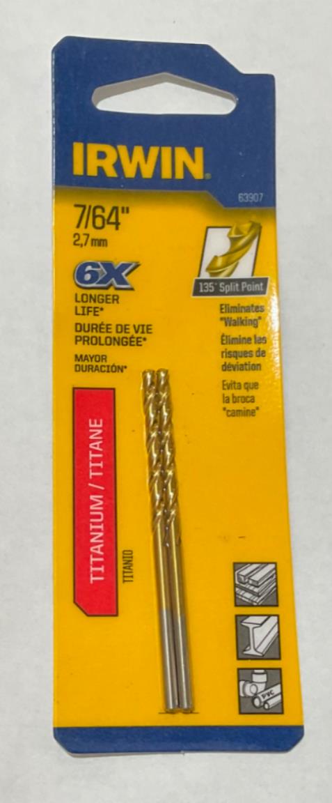 Irwin 63907 7/64" Titanium split point drill bit #I-23