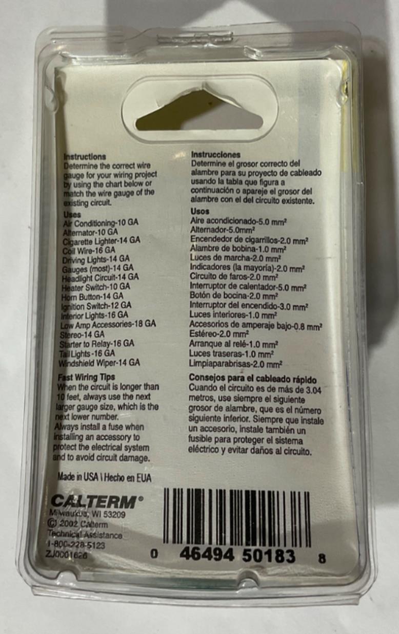 Calterm 12V, 18 AWG 40' Green Primary Wire 50183 USA