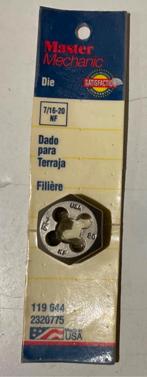 Master Mechanic 119 644 7/16"-20 NF Die USA