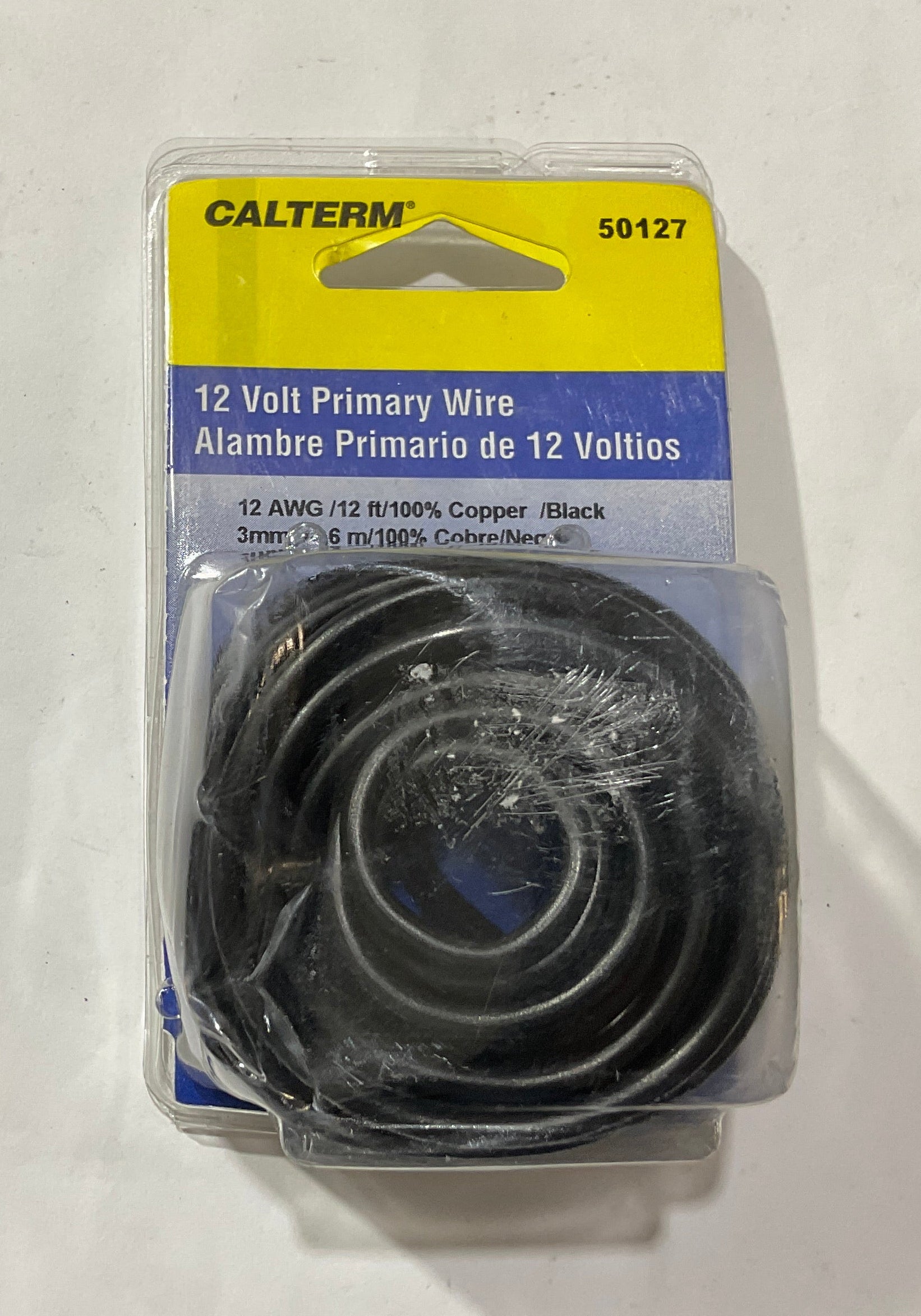 Calterm 12V, 12 AWG 12' Black Primary Wire 50127 USA