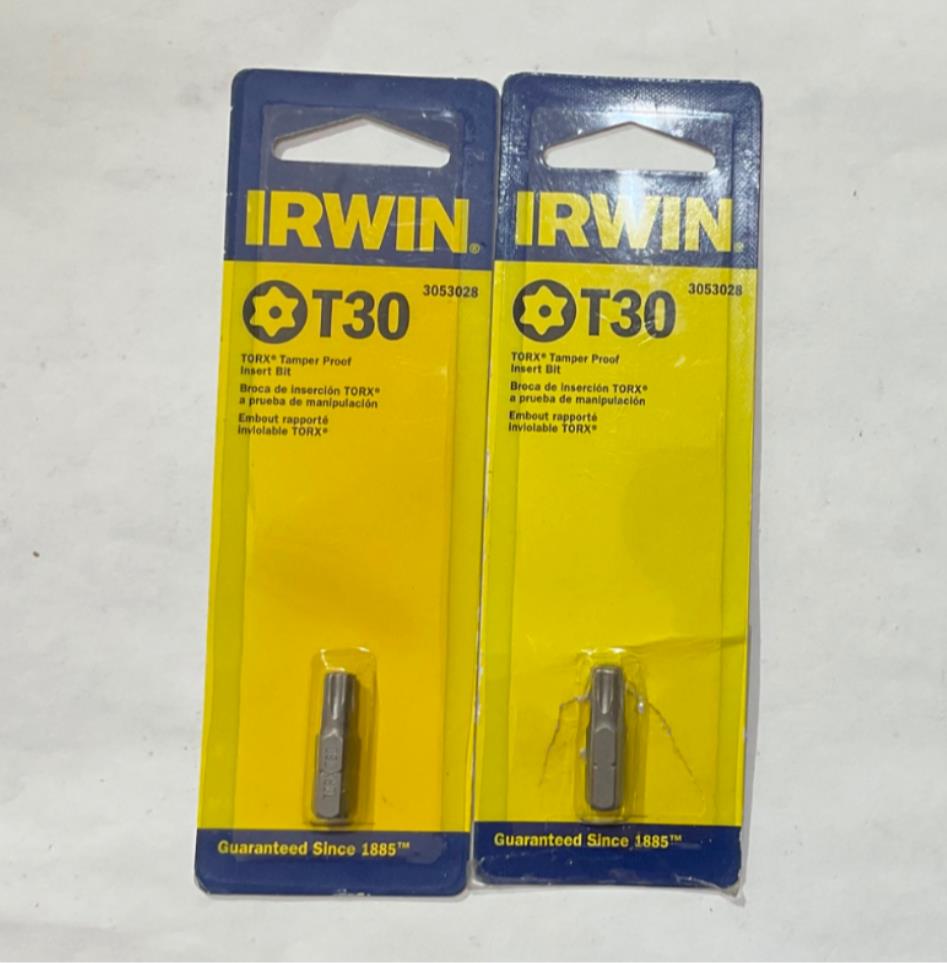 Irwin 3053028 T30 Torx 1" insert bit 2pcs #I-15
