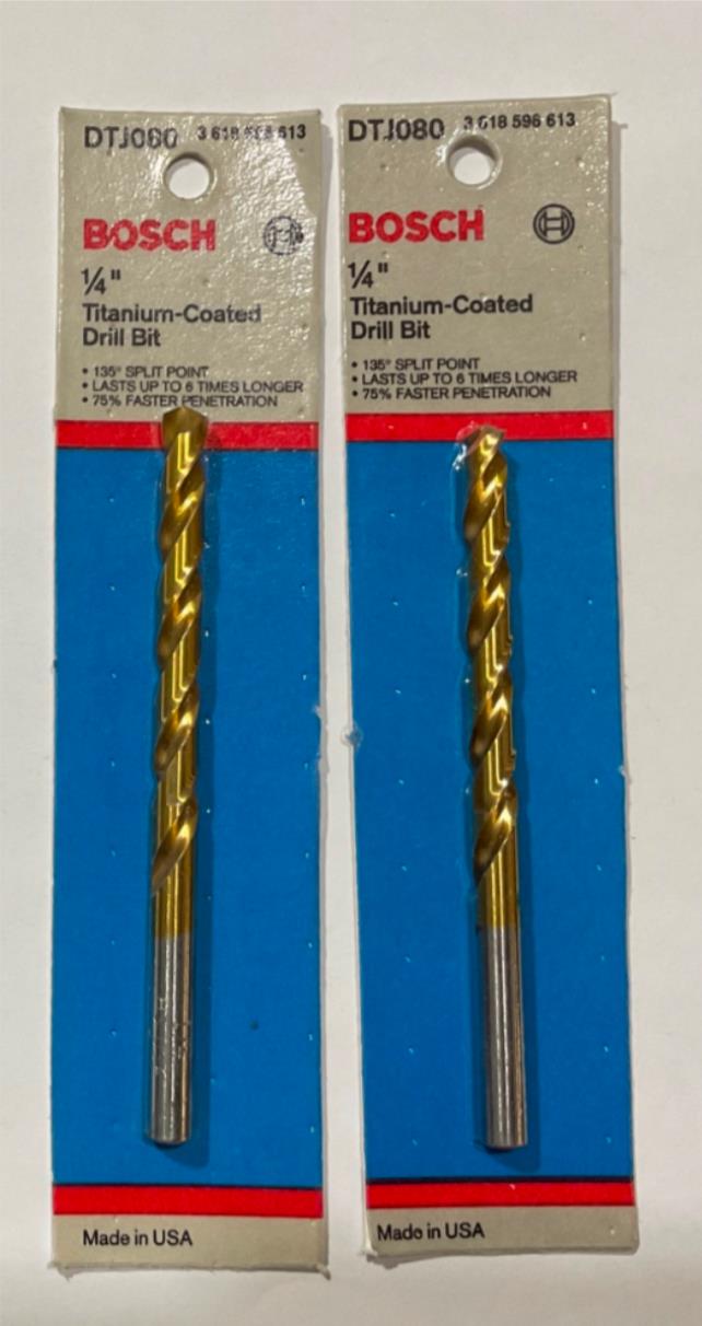 Bosch 1/4" x 4" Titanium-coated drill bit 2pks DTJ080 USA