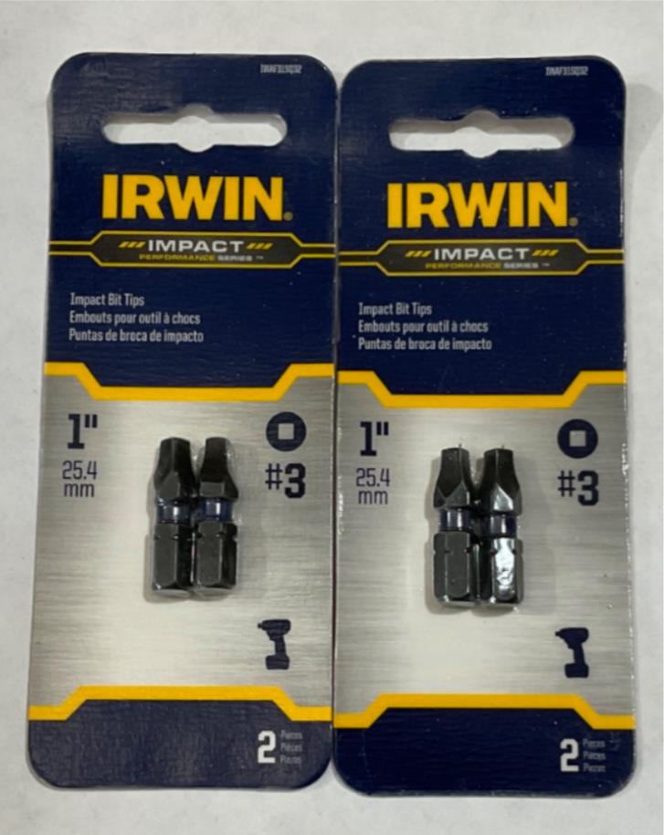 Irwin IWAF31SQ32 #3 1" Impact Bit Tips 2-2pks #I-2