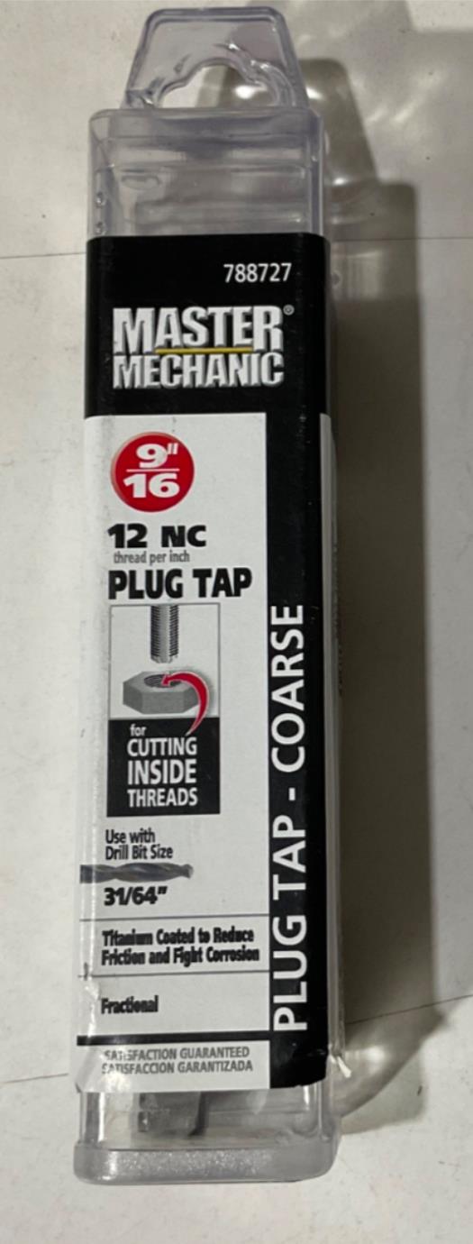 Master Mechanic 788727 9/16" 12NC Plug Tap Titanium coated Plug Tap-Course