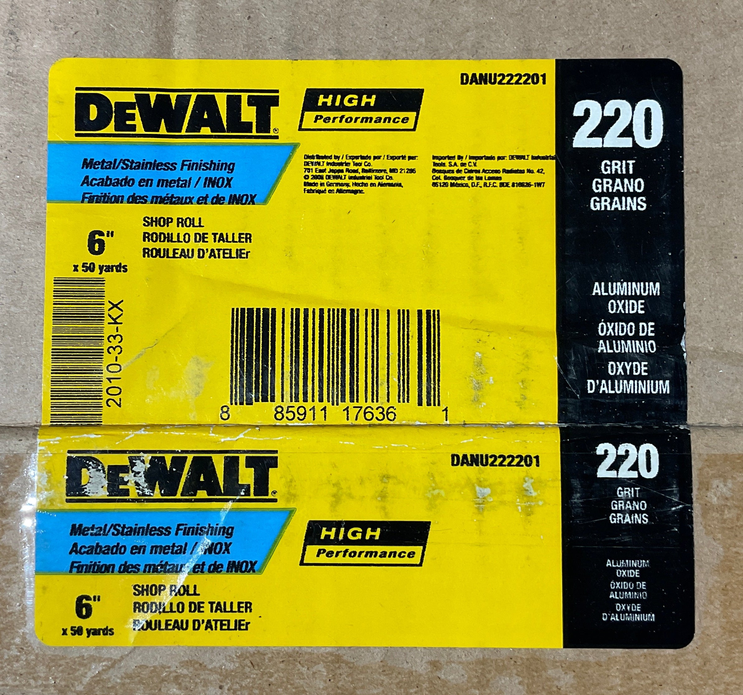DeWalt 6" x 50 yds XP Sand Paper Shop Rolls 220 Grit DeWalt DANPU222201