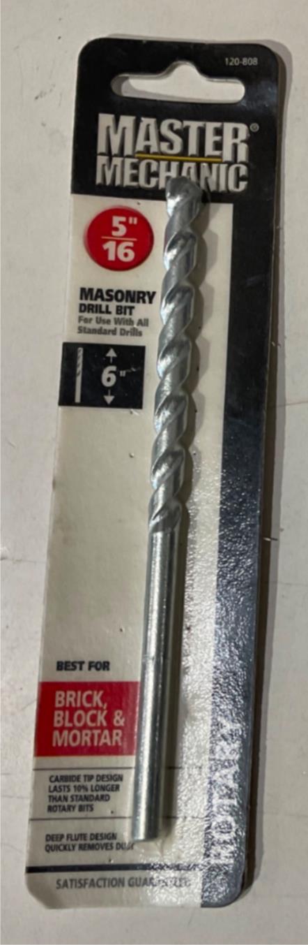 Master Mechanic 120 808 5/16" Carbide Tip 6" Rotary Masonry Drill Bit