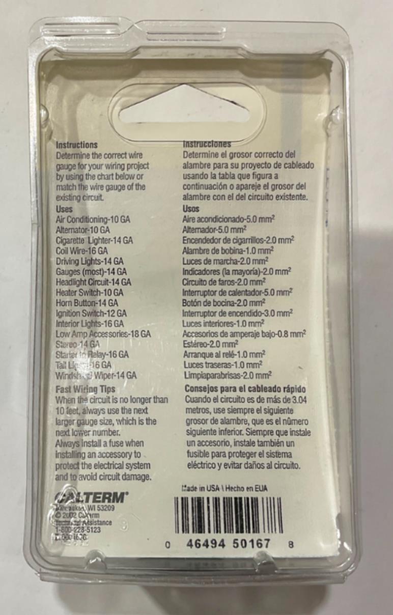 Calterm 12V, 16 AWG 30' Black Primary Wire 50167 USA