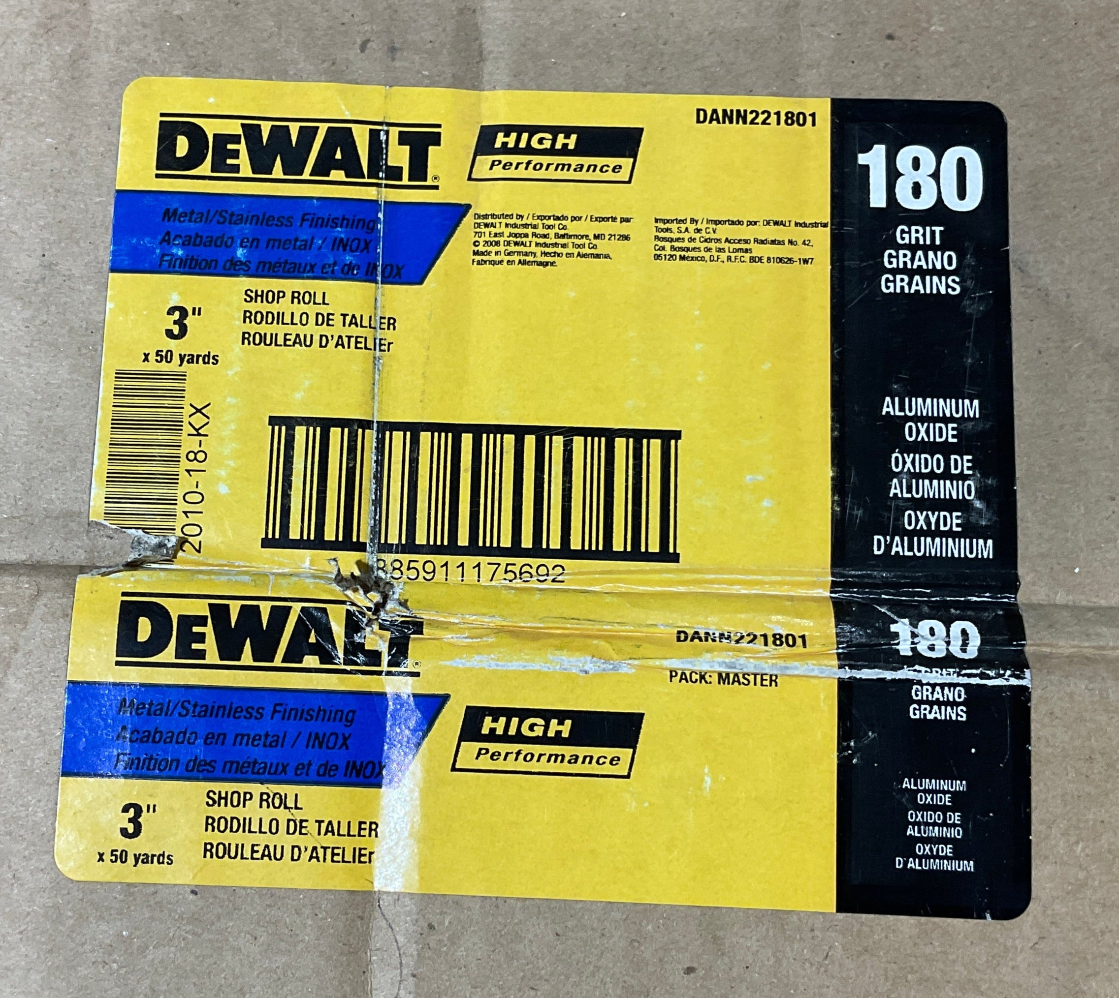 DeWalt 3" x 50 yds XP Sand Paper Shop Rolls 180 Grit DANN221801