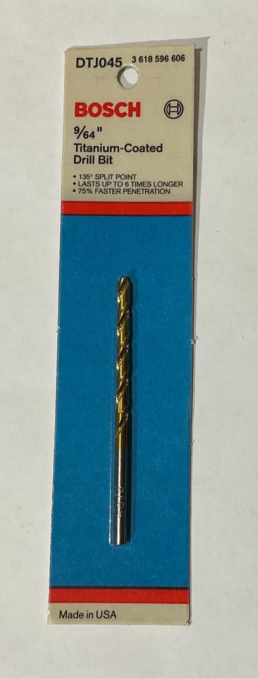Bosch 9/64" x 3" Titanium -coated drill bit DTJ045 USA