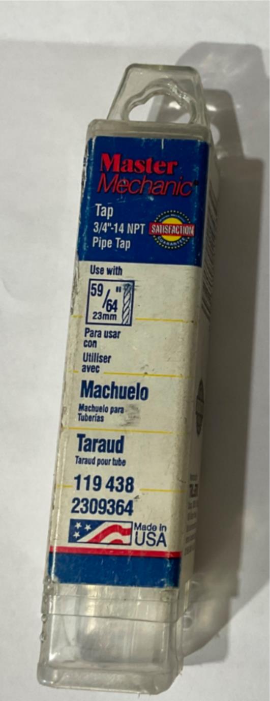 Master Mechanic 119 438 3/4"-14 NPT Pipe Tap USA