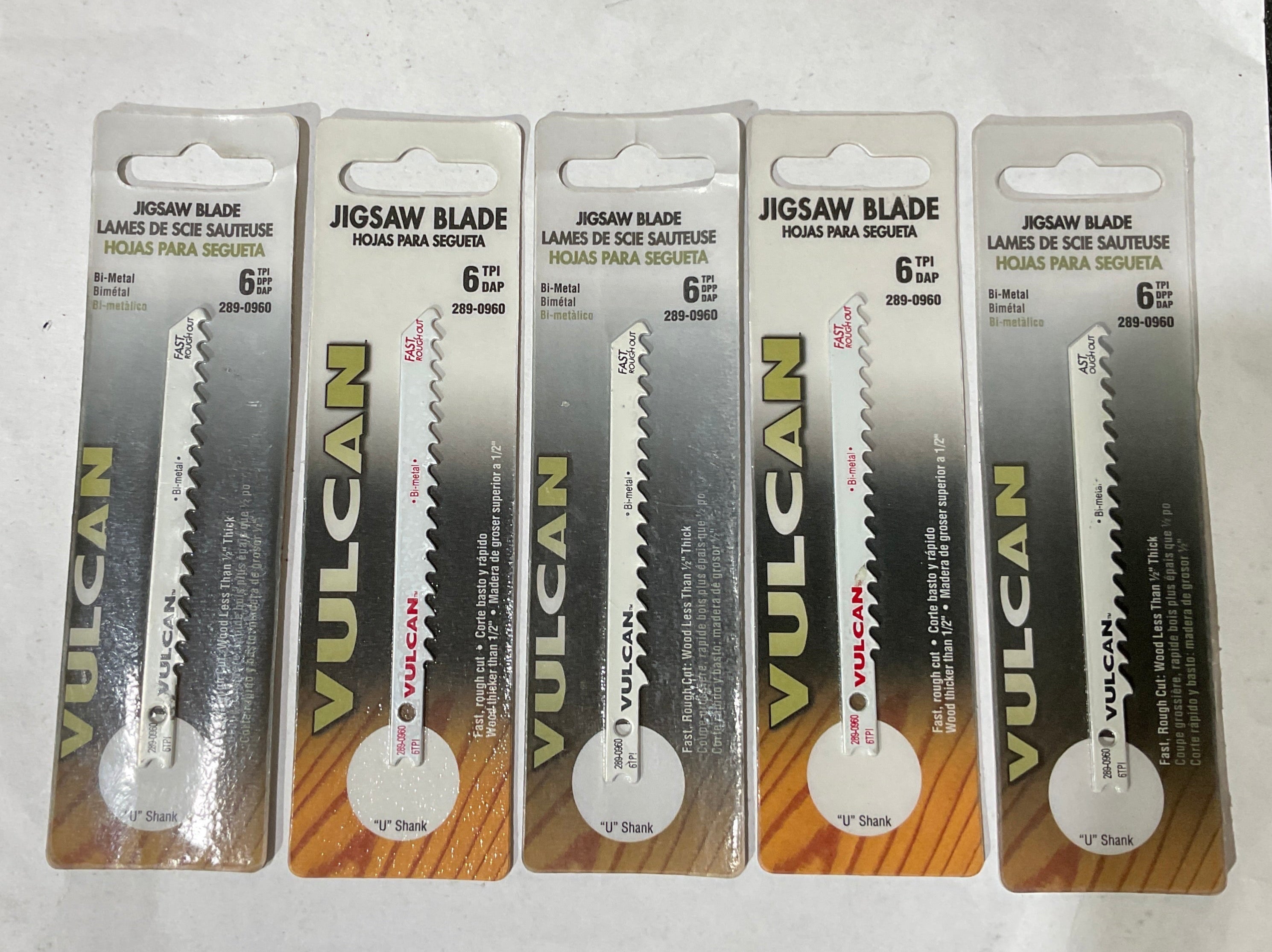 Vulcan 289-0960 U-shank 3.5" 6TPI Bi-Metal Jigsaw blades 5pcs