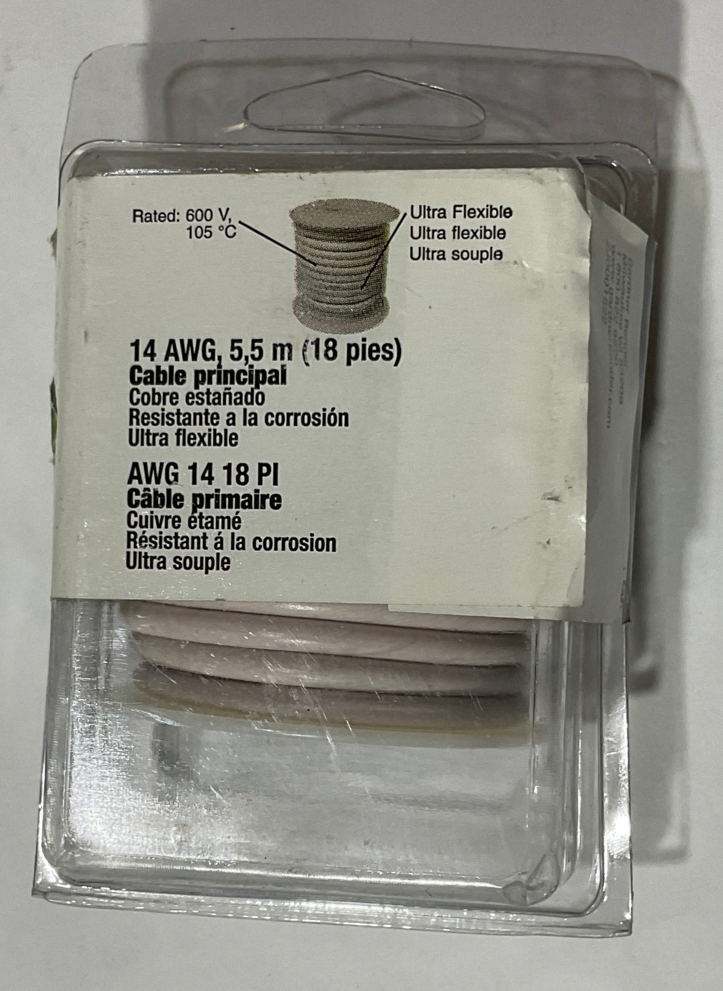 Gardner Bender 14 AWG 18' White Tin Plated Copper Xtreme Primary Wire AMW-334 USA