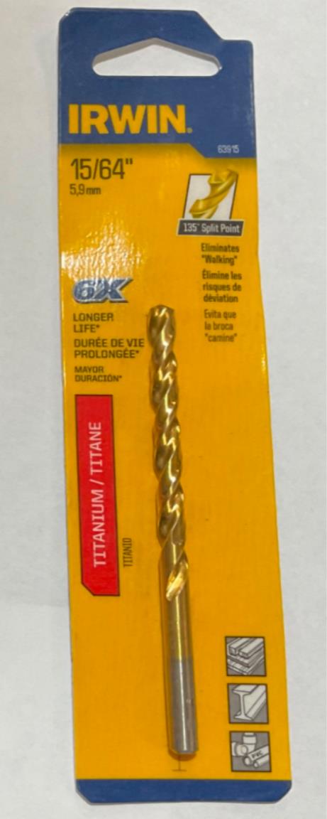 Irwin 63915 15/64" Titanium Split Point drill bit #I-12