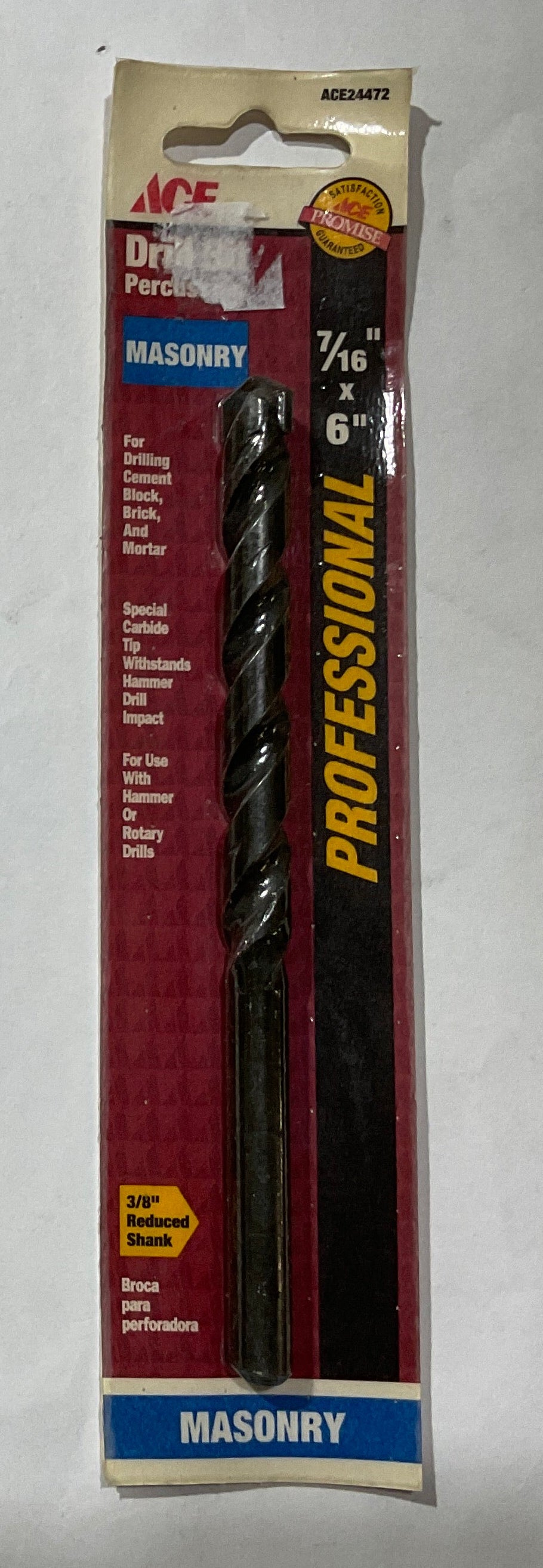 Ace ACE/24472 7/16" x 6" Carbide tip Masonry Percussion drill bit