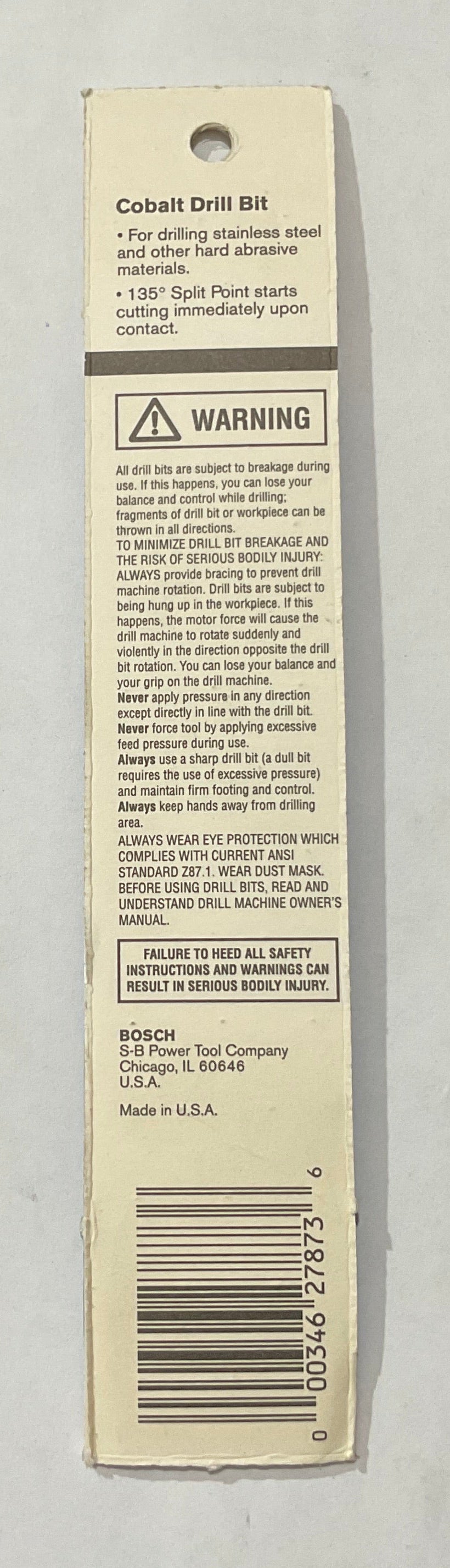 Bosch 13/64" x 3-5/8"" Cobalt Drill Bit DCJ065 USA